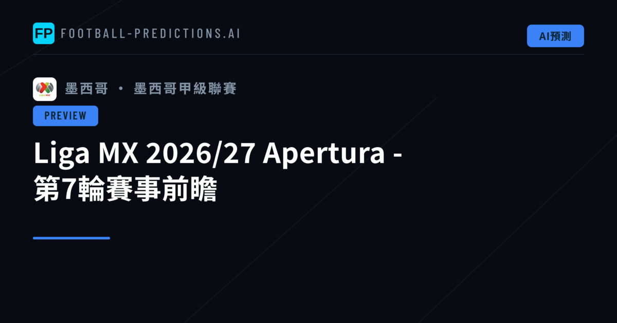Liga MX 2026/27 Apertura - 第7輪賽事前瞻