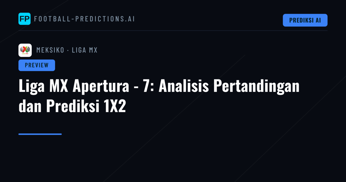 Liga MX Apertura - 7: Analisis Pertandingan dan Prediksi 1X2