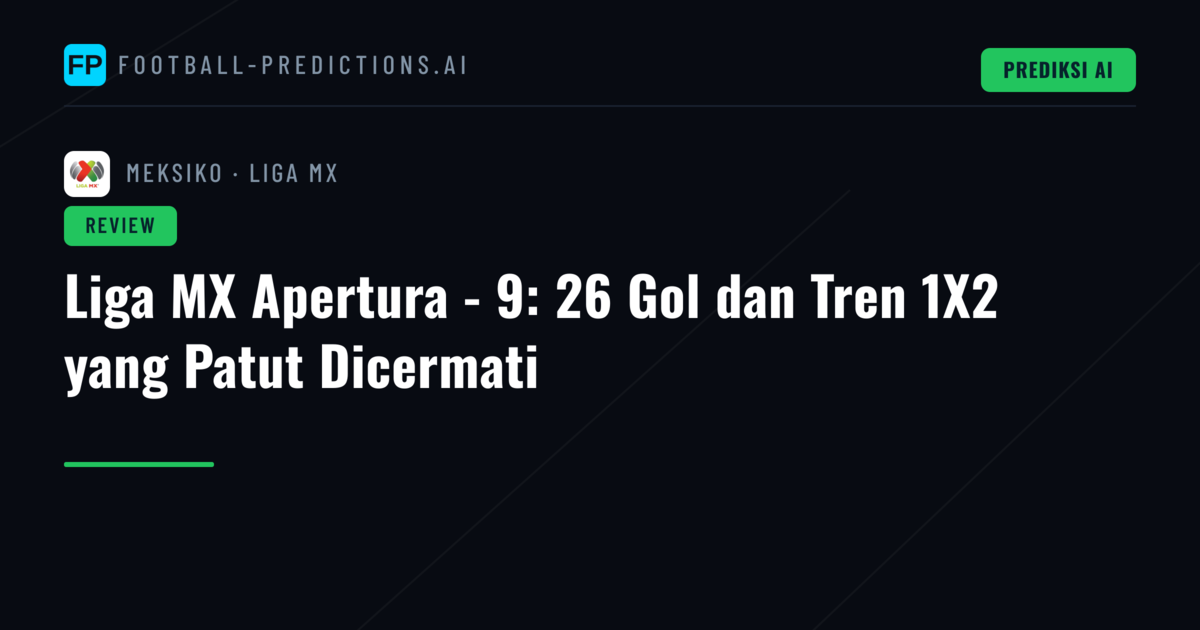 Liga MX Apertura - 9: 26 Gol dan Tren 1X2 yang Patut Dicermati