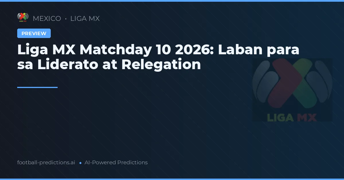 Liga MX Matchday 10 2026: Laban para sa Liderato at Relegation