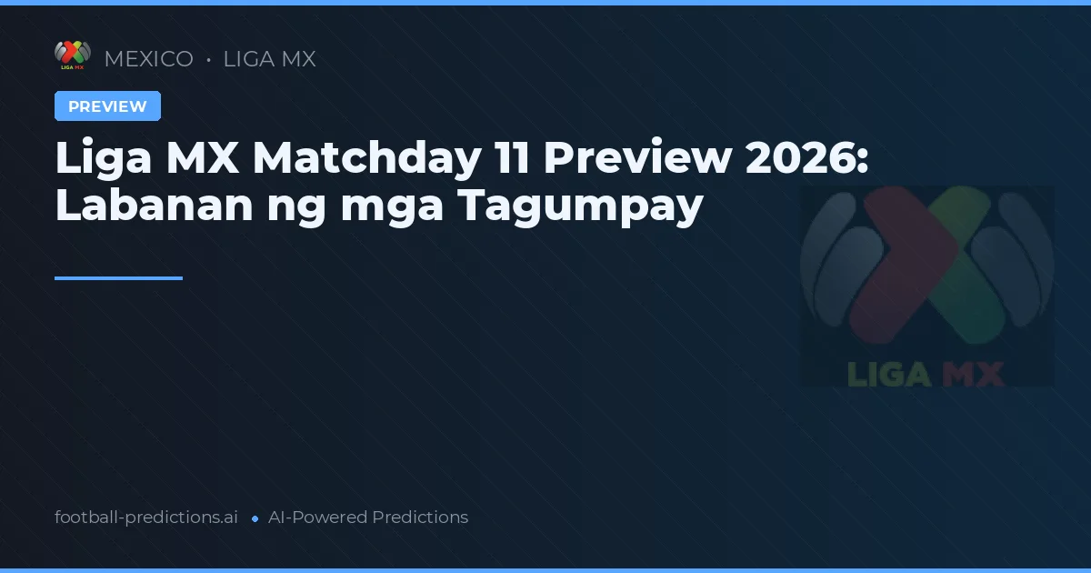 Liga MX Matchday 11 Preview 2026: Labanan ng mga Tagumpay