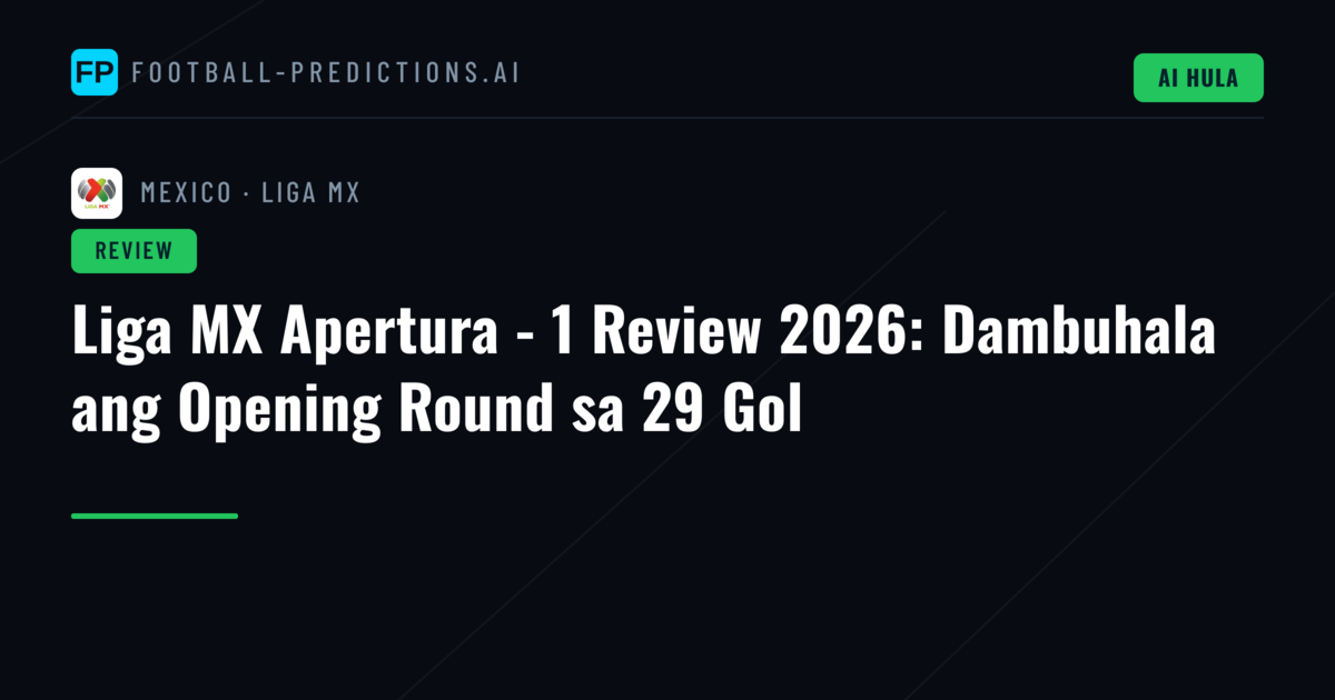 Liga MX Apertura - 1 Review 2026: Dambuhala ang Opening Round sa 29 Gol