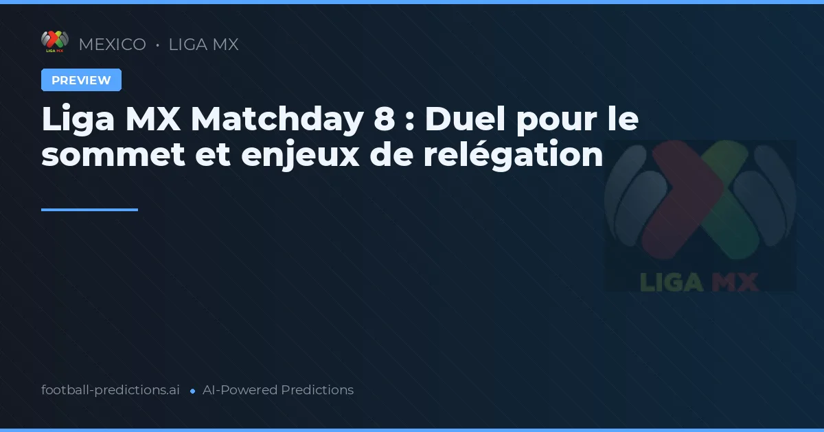 Liga MX Matchday 8 : Duel pour le sommet et enjeux de relégation