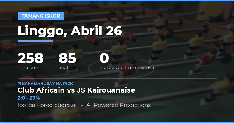 Mga Tamang Iskor para sa 26 Abril 2026