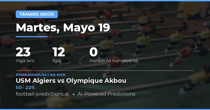 Mga Tumpak na Correct Score Predictions para sa 19 Mayo 2026