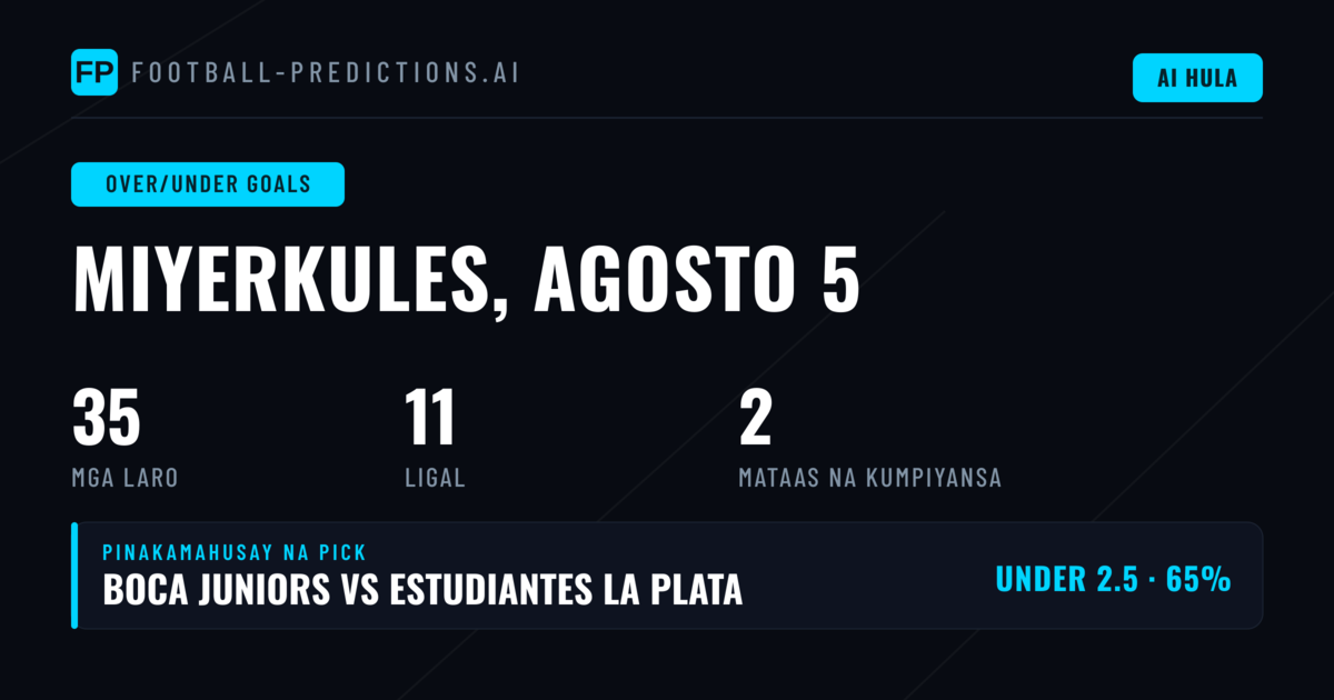 Top O/U Goals Picks para sa 5 Aug 2026