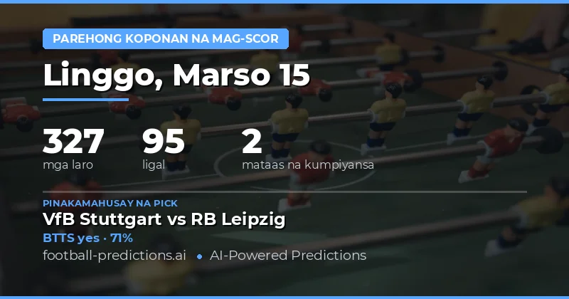 Prediksyon ng Football para sa Both Teams to Score 15 Marso 2026