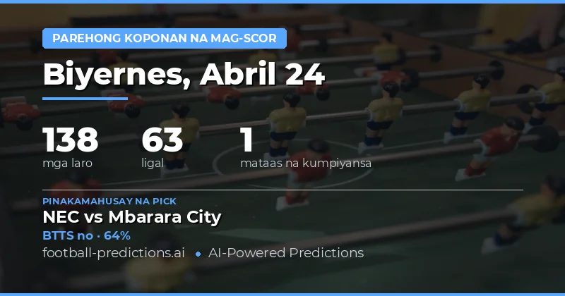 BTTS Predictions para sa 24 Apr 2026: Malakas na Pagkakataon sa Gol