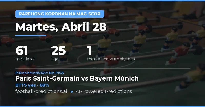 Pangunahing Balangkas ng BTTS Predictions para sa 28 Abril 2026