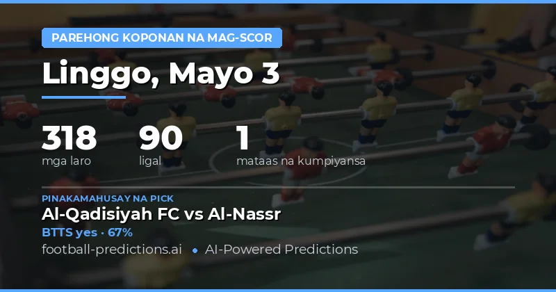 Pangkalahatang Balangkas ng BTTS Predictions para sa 3 May 2026