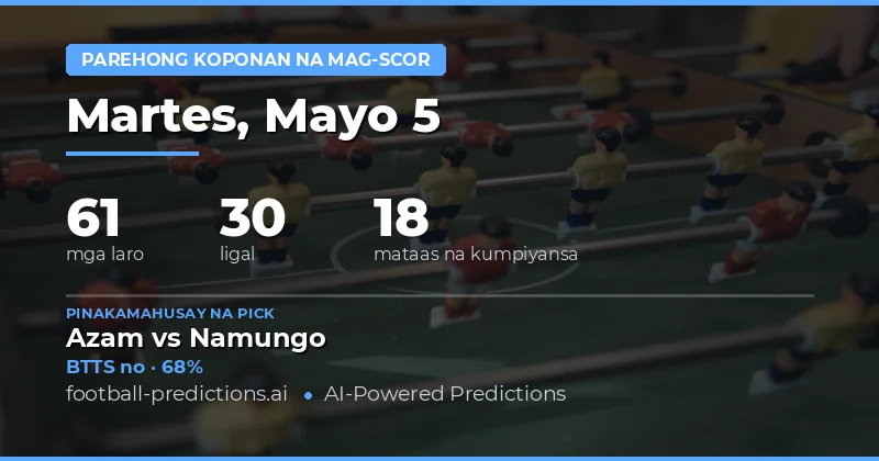 Pangkalahatang Balak ng BTTS Predictions para sa 5 Mayo 2026