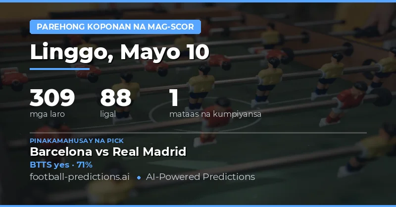 Pangunahing Balita sa BTTS Predictions para sa 10 Mayo 2026