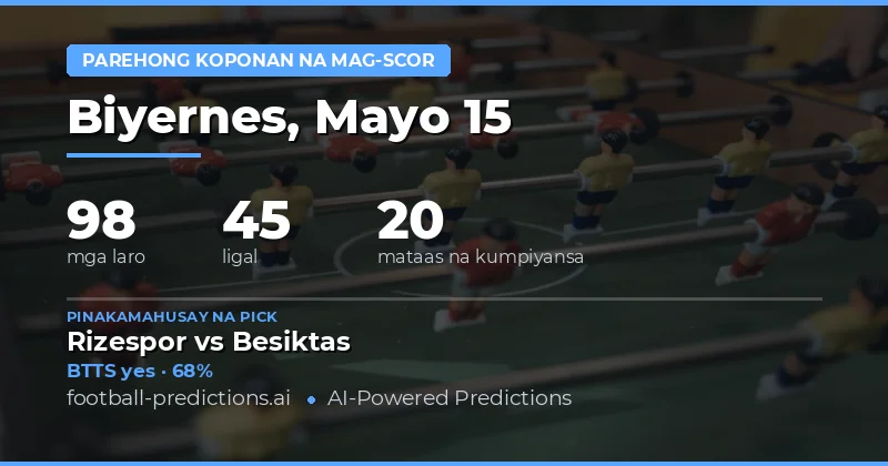 Pagsusuri sa BTTS Predictions para sa 15 Mayo 2026