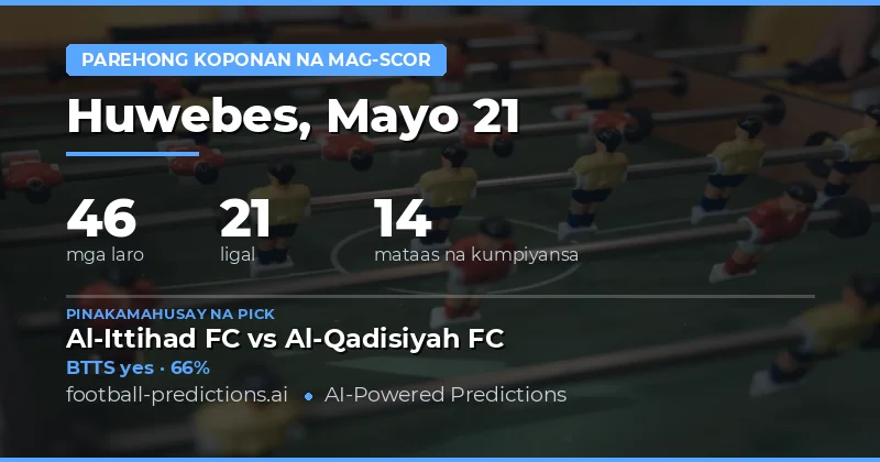 Mga Detalye ng BTTS Predictions para sa 21 Mayo 2026