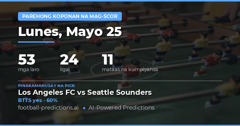 Mga Pinakamainam na BTTS Predictions Para Sa 25 Mayo 2026