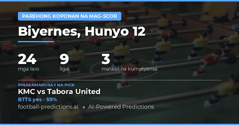 Top BTTS Picks para sa 12 Hun 2026