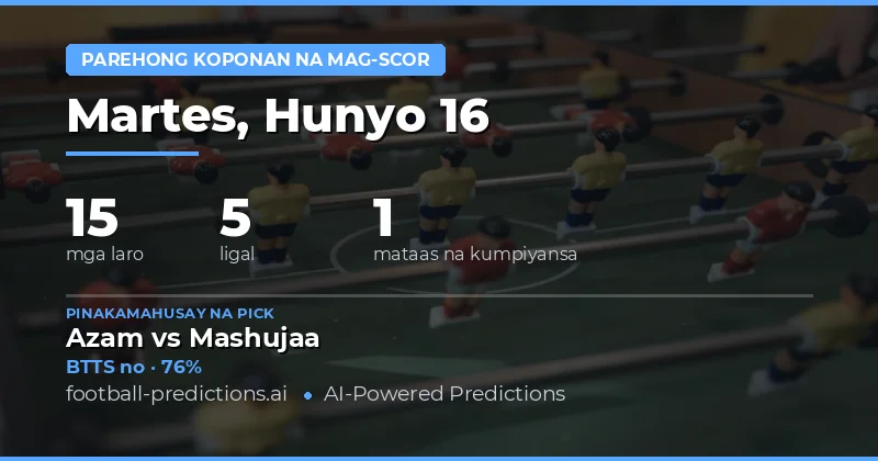 BTTS Picks at Pinakamainam na Odds — 16 Jun 2026
