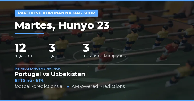 Top BTTS Picks para sa 23 Hunyo 2026