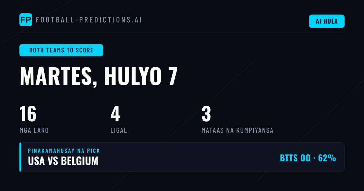 Pangkalahatang Tanawin ng BTTS para sa 7 Hul 2026