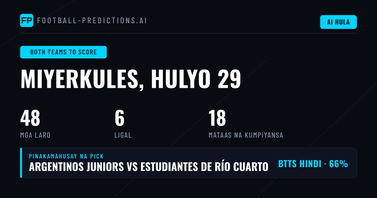 Pinakamahusay na BTTS Picks para sa 29 Jul 2026
