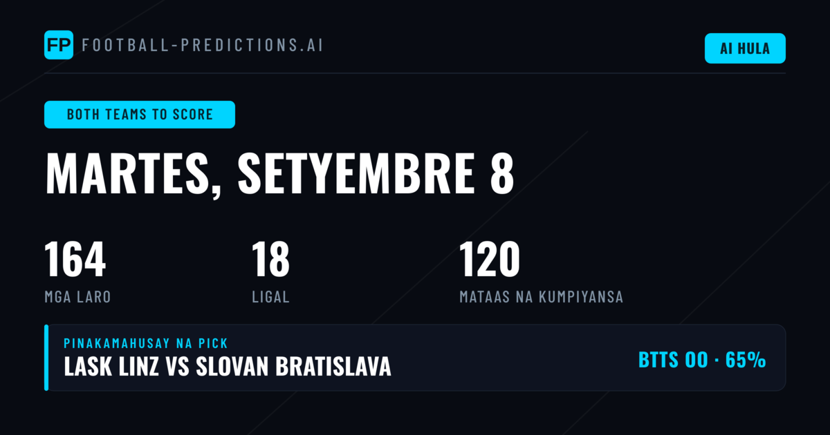 Nangungunang BTTS Picks para sa 8 Sep 2026