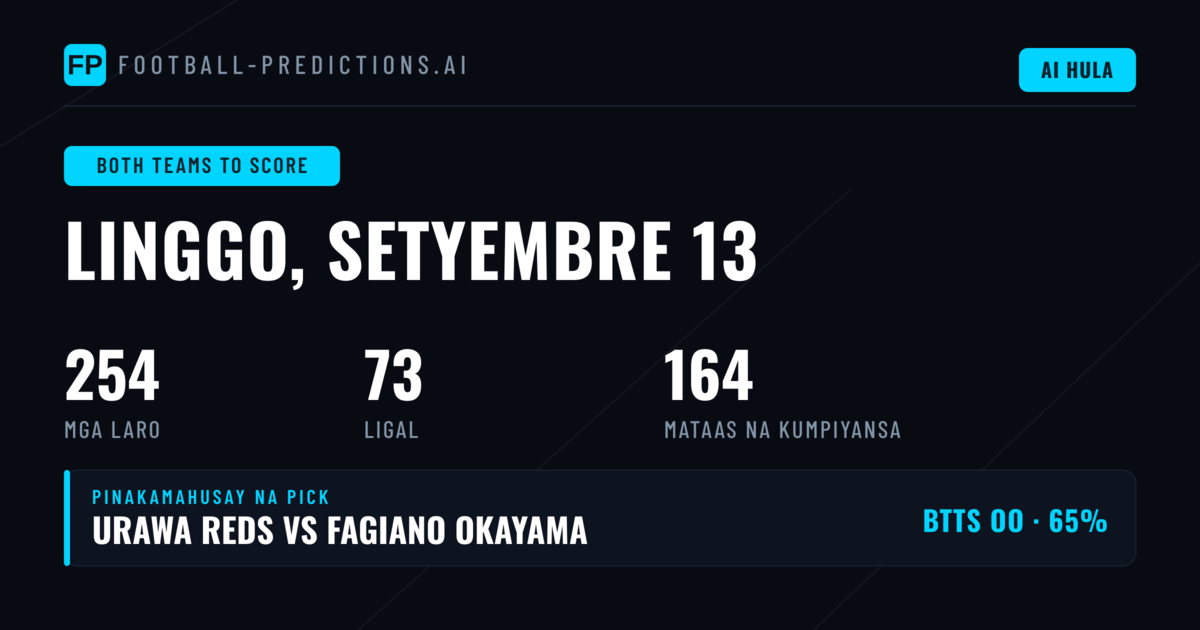 Pinakamahusay na BTTS Picks para sa 13 Sep 2026