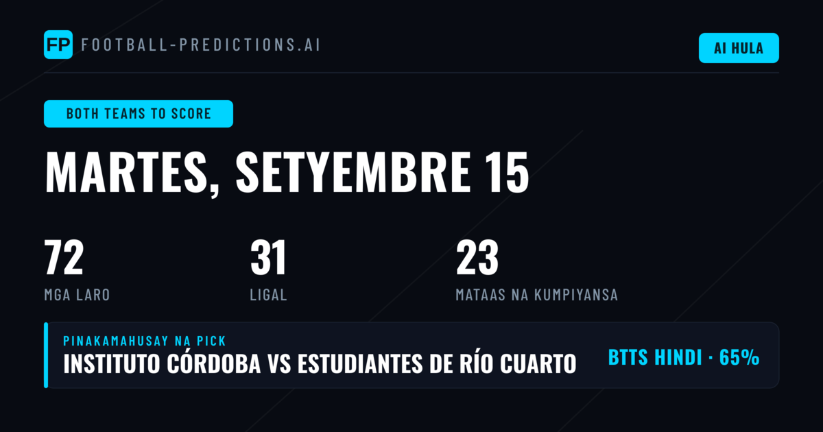 Nangungunang BTTS Picks para sa 15 Set 2026
