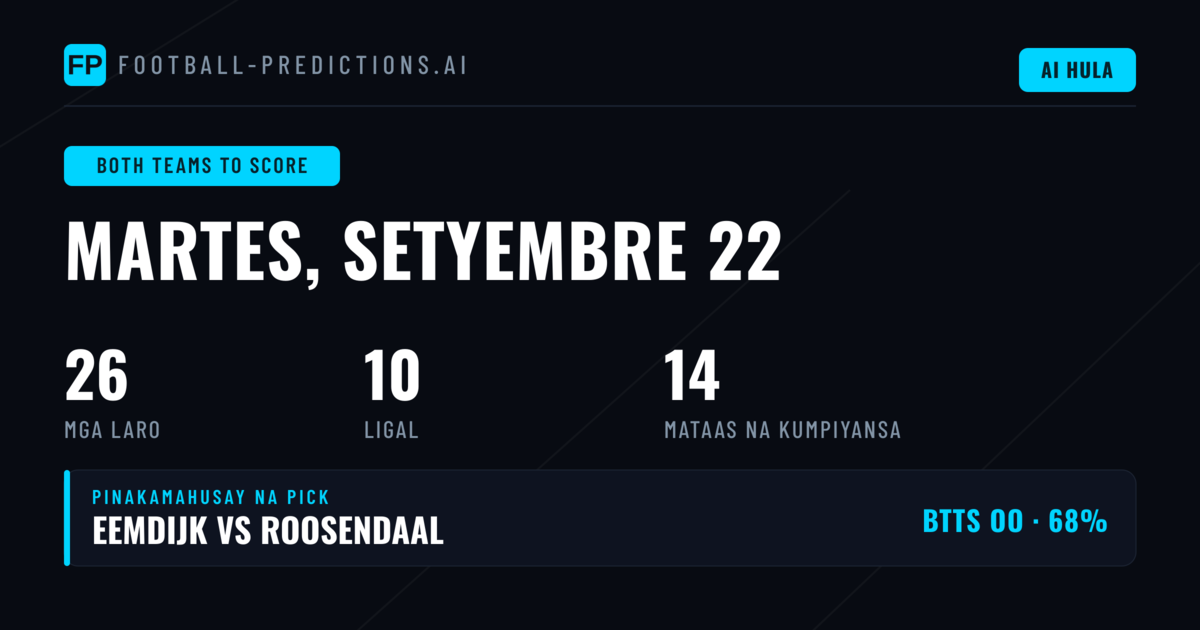 Pinakamahusay na BTTS Picks ngayong Araw