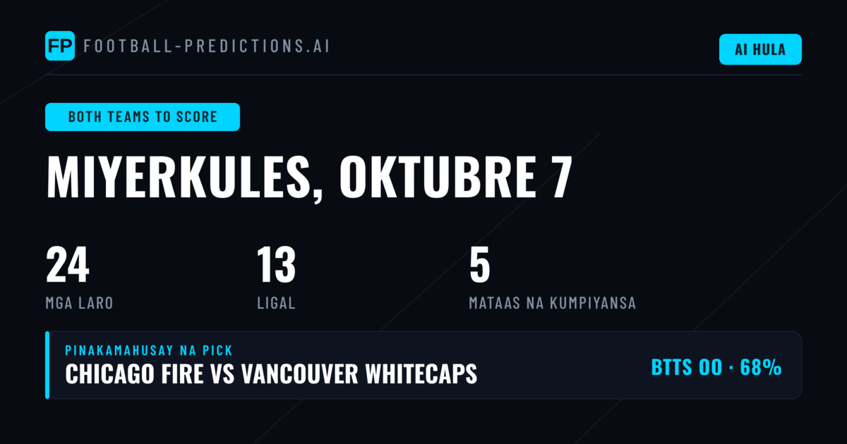 Pinakamahusay na BTTS Picks para sa 7 Okt 2026