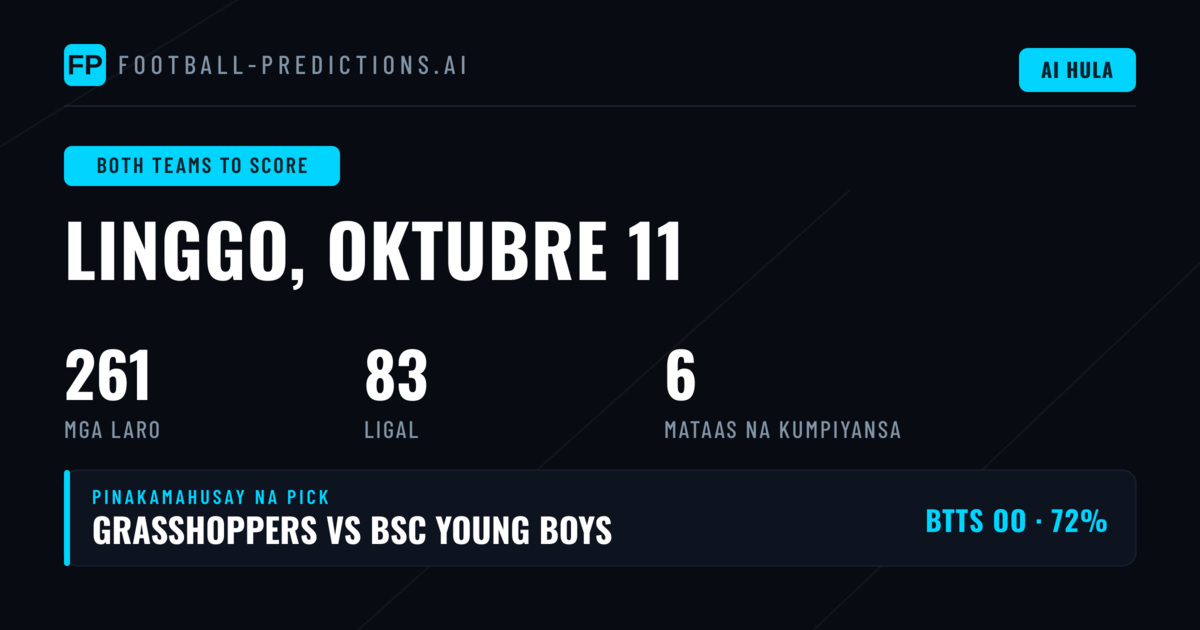 Pinakamahuhusay na BTTS Picks (11 Okt 2026)