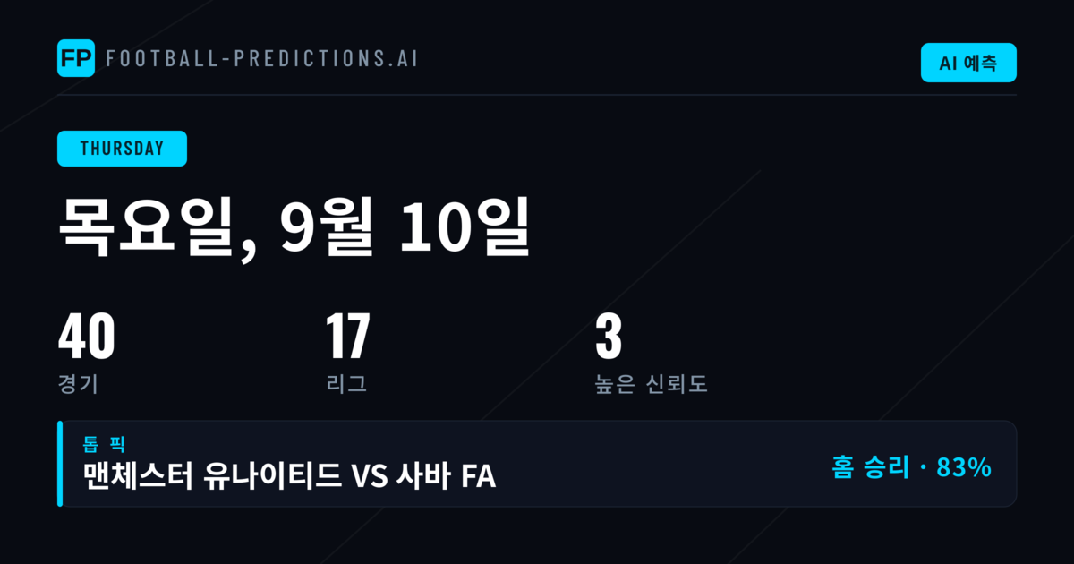 목요일 유럽챔피언스리그 예측 — 2026년 9월 10일