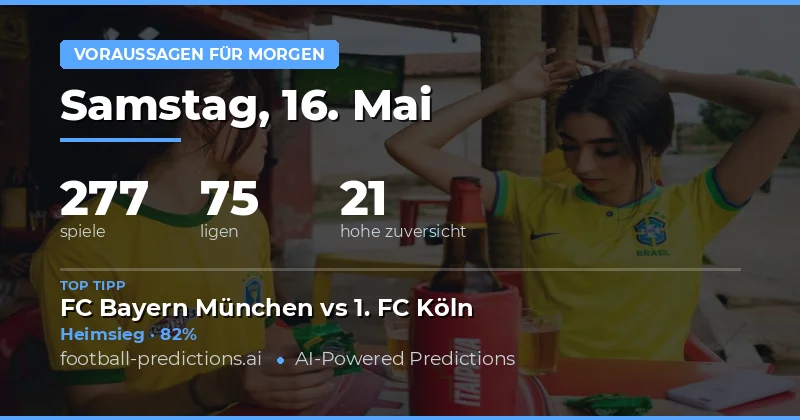 Fußball-Prognosen und Statistiken für den 16. Mai 2026