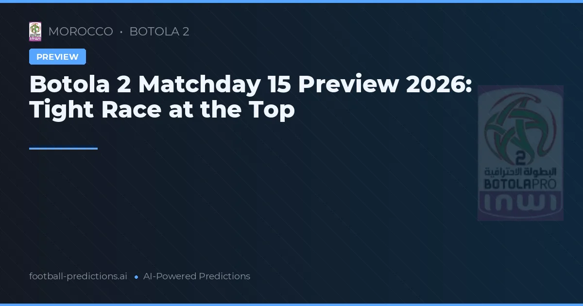 Botola 2 Matchday 15 Preview 2026: Tight Race at the Top
