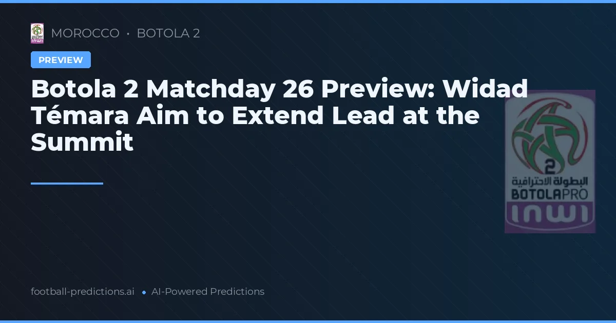 Botola 2 Matchday 26 Preview: Widad Témara Aim to Extend Lead at the Summit