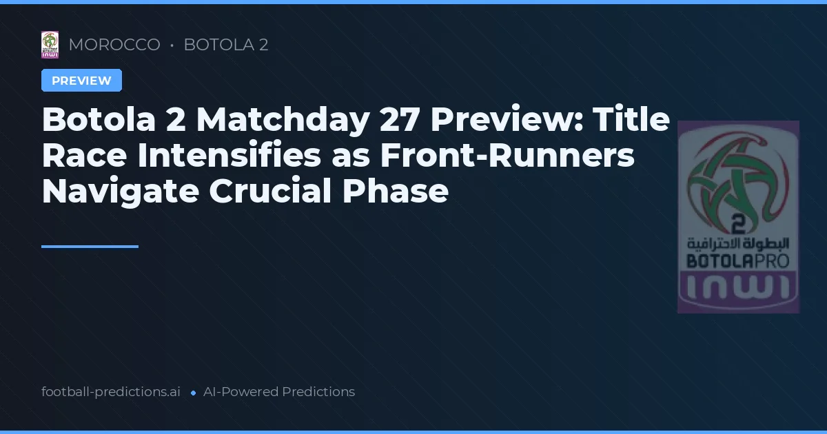 Botola 2 Matchday 27 Preview: Title Race Intensifies as Front-Runners Navigate Crucial Phase