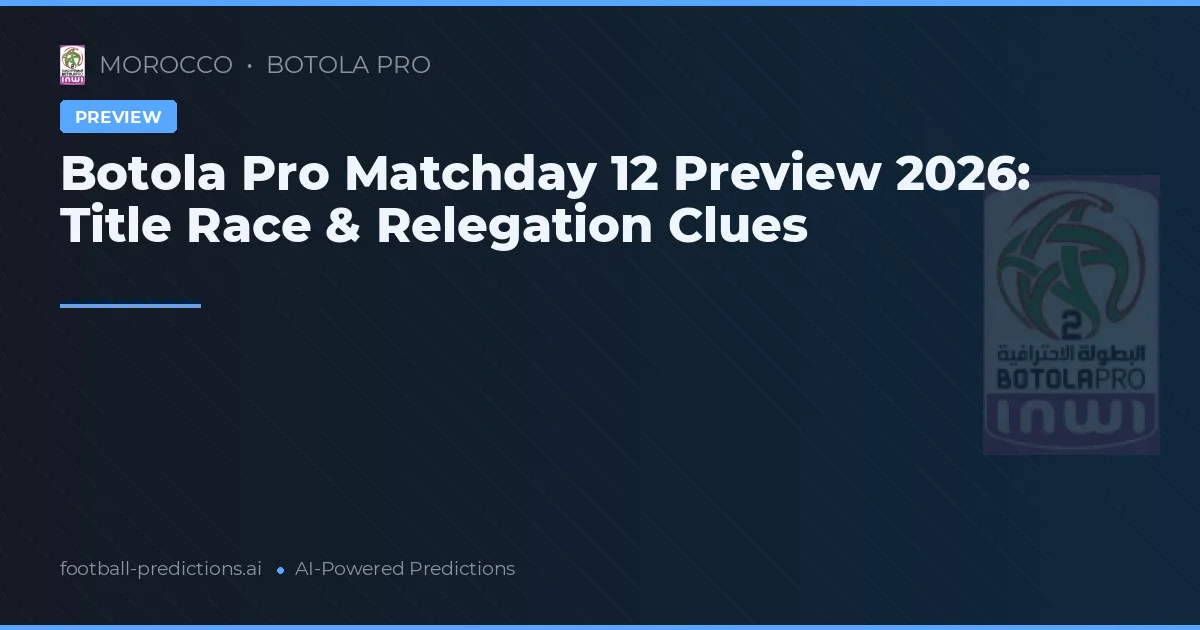 Botola Pro Matchday 12 Preview 2026: Title Race & Relegation Clues