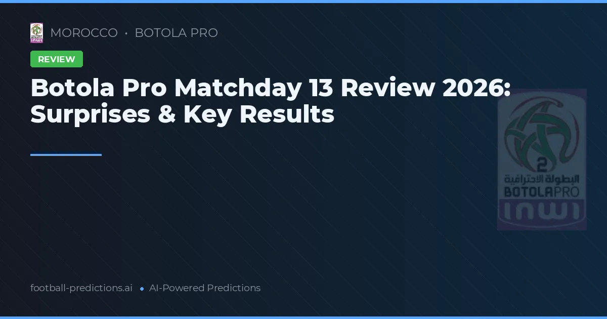 Botola Pro Matchday 13 Review 2026: Surprises & Key Results