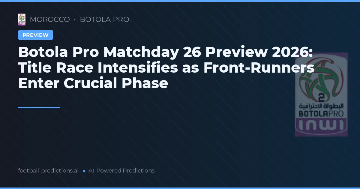 Botola Pro Matchday 26 Preview 2026: Title Race Intensifies as Front-Runners Enter Crucial Phase