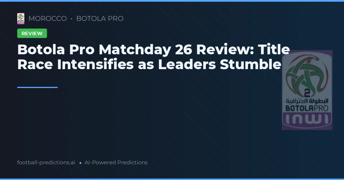 Botola Pro Matchday 26 Review: Title Race Intensifies as Leaders Stumble