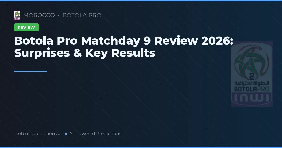 Botola Pro Matchday 9 Review 2026: Surprises & Key Results