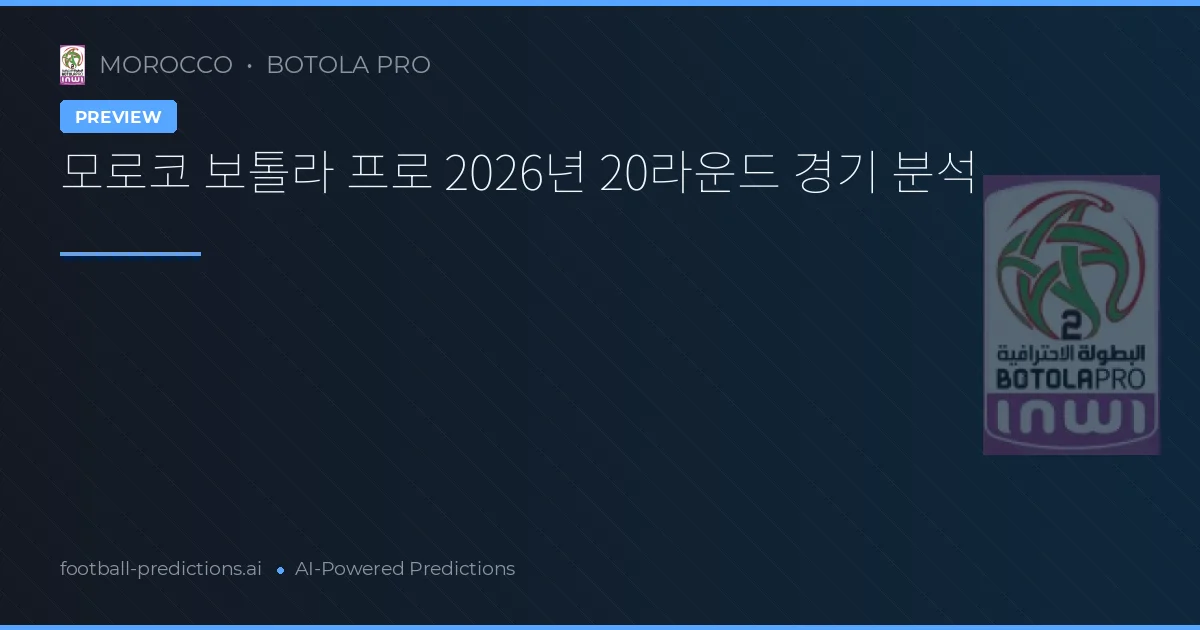 모로코 보톨라 프로 2026년 20라운드 경기 분석