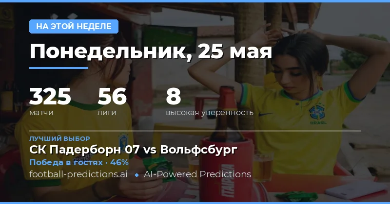 Обзор футбольных прогнозов на неделю с 25 по 31 мая 2026 года