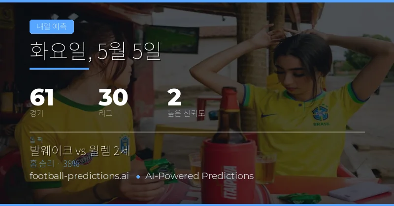 2026년 5월 5일 주요 축구 경기 전망 및 통계 분석