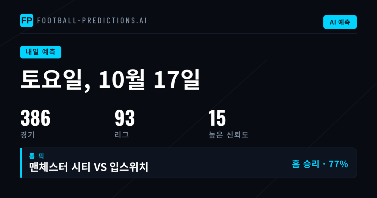 토요일 10월 17일 축구 예측 - FA컵 22경기 중심