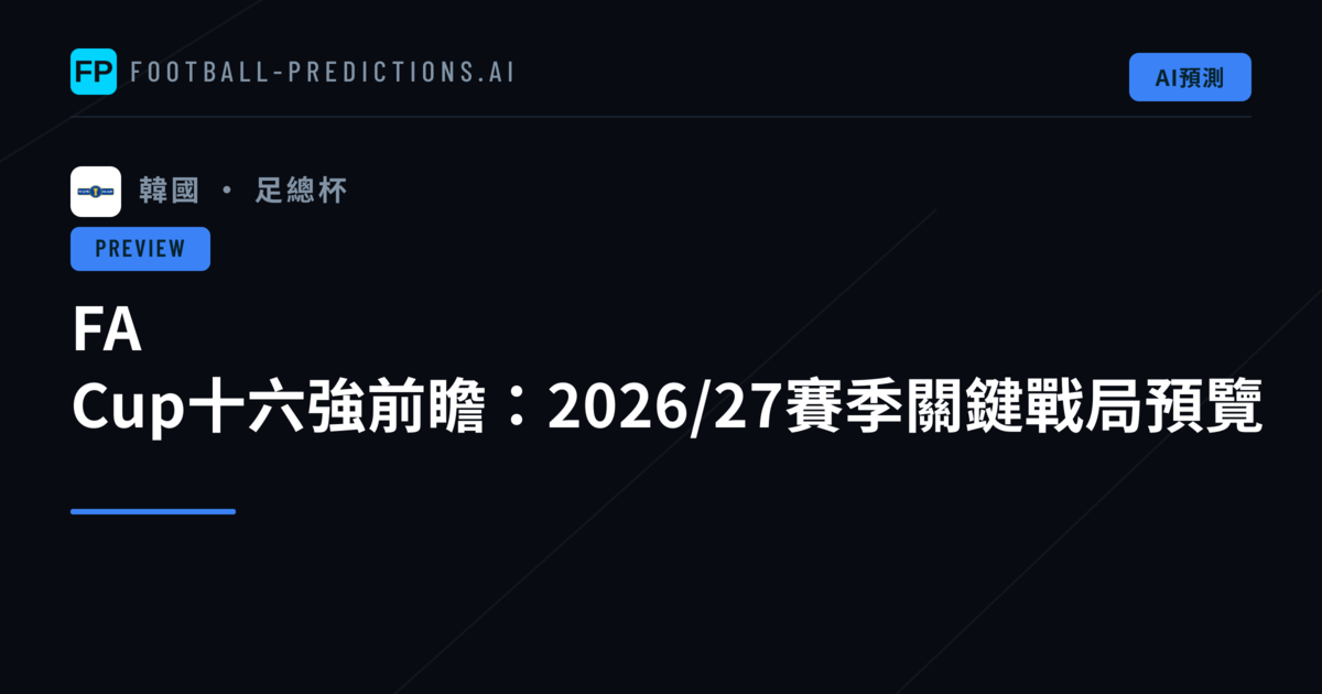 FA Cup十六強前瞻：2026/27賽季關鍵戰局預覽