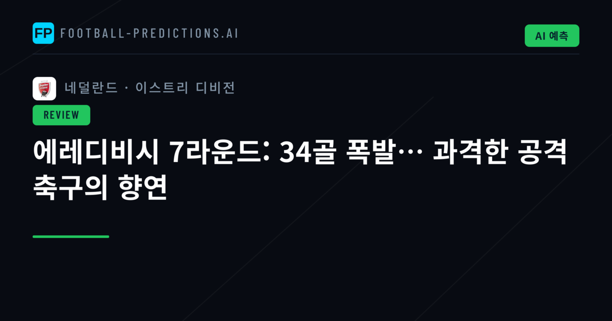 에레디비시 7라운드: 34골 폭발… 과격한 공격 축구의 향연