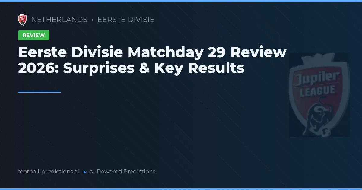 Eerste Divisie Matchday 29 Review 2026: Surprises & Key Results