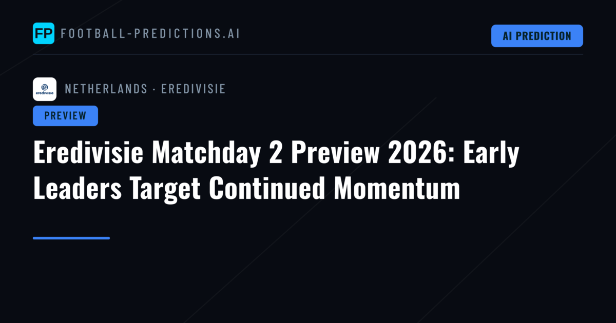 Eredivisie Matchday 2 Preview 2026: Early Leaders Target Continued Momentum