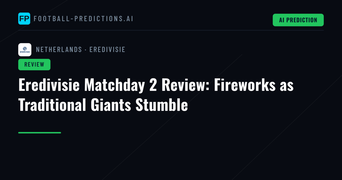 Eredivisie Matchday 2 Review: Fireworks as Traditional Giants Stumble