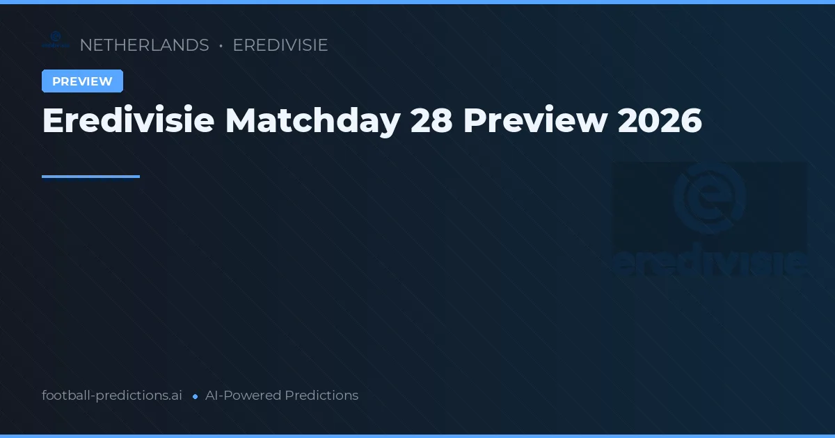 Eredivisie Matchday 28 Preview 2026